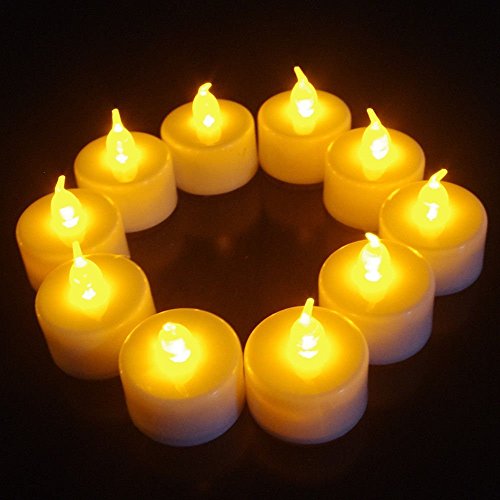 Battery Operated LED Tealight Candles Flameless Heatless Candle Flickering Wickless Led Long Lasing Life Faux Wedding Christmas Thanksgiving Party Light 2-dozen PackYellow light