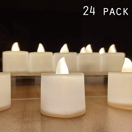 24 Flameless Candles - Battery Operated Candles - Battery Powered Candles for Dinner Decoration - Battery Window Candles - Flameless Candles Bulk - Warm White 24 Pack