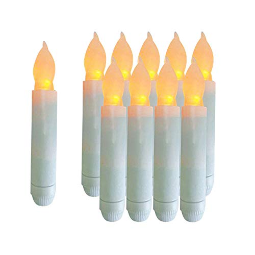 LIANDER Home Set of 12 led Taper Candles for Window - Timer Flameless Candles with Flickering Light Bulbs Batteries Not Included 078 x 45