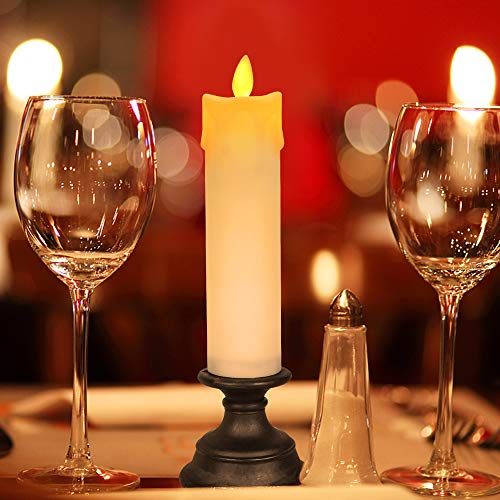 Window Candle Flameless Candle Battery Powered Candle with Plastic Candle Holder Dancing-Flame Flickering LED Candle