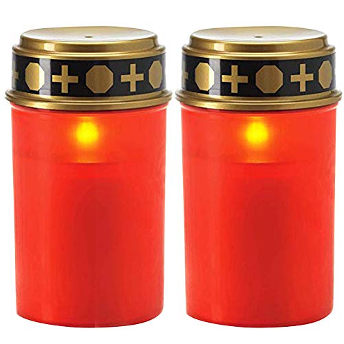 Feian 2PCS Ritual Candles LampWaterproof Solar Powered Flameless Candle Lamp with Realistic Flickering EffectEnergy Saving Electronic Memorial Candle for Cemetery Ritual