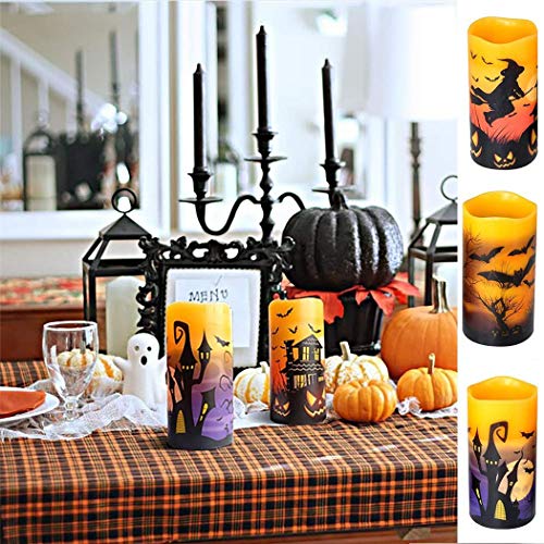 Miseku 1pcs Halloween Candle Light Flameless LED Lamp for Party Home Haunted House Bar Flameless Candles