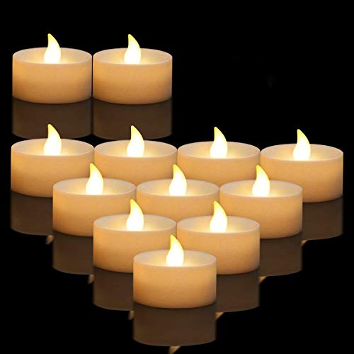 Number-one Flameless LED Tea Lights 12Pcs LED Realistic Candles Battery Powered Warm White Flickering Electronic Lamps Decoration for Home Bar Restaurants Wedding Birthday Party Festival Celebration