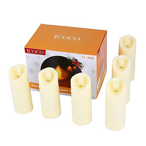 Unitedheart 6pcs ICOCO Swing Flickering Electronic Candle LED Flameless Candles Lamp Battery-Powered for Wedding Home Romantic Decoration