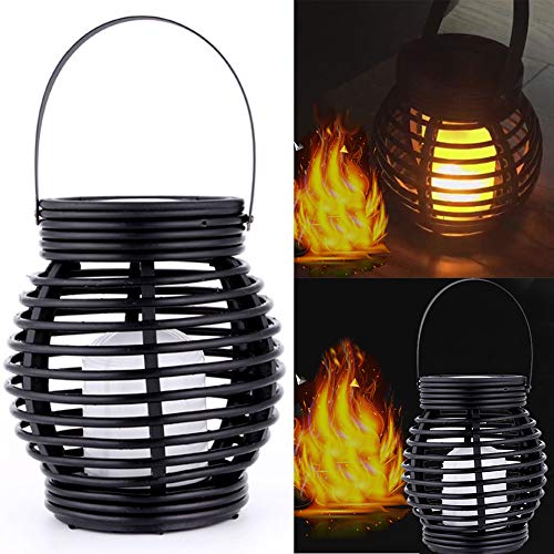 Waterproof Solar Power Lantern LampRattan LookTeardrop and Round Vintage Solar LightSplash ProofFlameless Candles LampLED Decorative Garden Light Table Top or Hangingblack