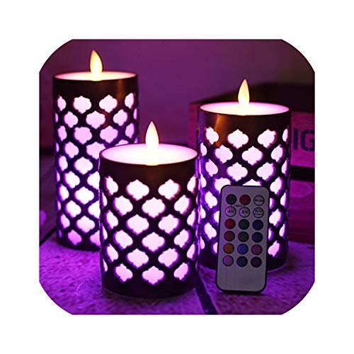 w-boll Grid Pillar Wax Candle with Swing Wick and RGB Remote HalloweenChristmas flameless Candle lamp DecorativeHome DecorSize 80x150mm