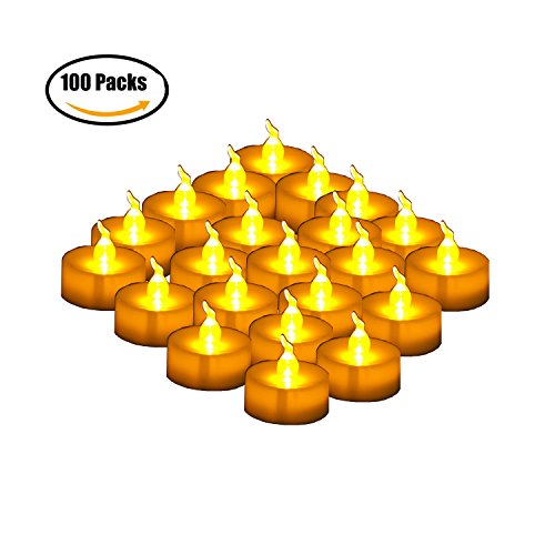100-Set Flameless Candle Flickering Tea Light Candles Realistic Battery Powered Unscented LED Candles