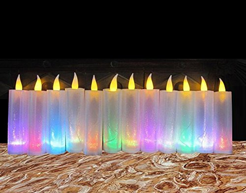 Loguide 12pcs Led Flameless Moving Birthday Velas Pillar Candles With Holders For Wedding Decoration Home Decor