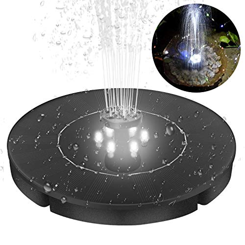 24W Solar Fountain for Bird Bath Pond Garden Decoration with LED Night Light 4 Different Spray Pattern Heads