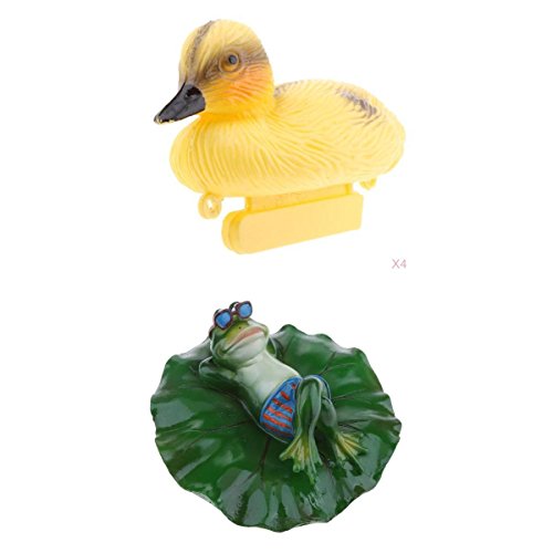 5X Creative Animal Ornament Water Floating Duck Lying Frog on Lotus Leaf Figurine Resin Green Plants Kid Toys Fountain Decoration Garden Decor