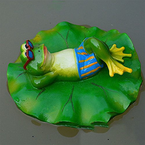Zehui Garden Outdoor Lawn Pool Floating Frog Model Sculpture Ornament Decor Resin Toy Fish Pond Water Fountain Decoration Pastoral Style Personality Creative Sculpture E