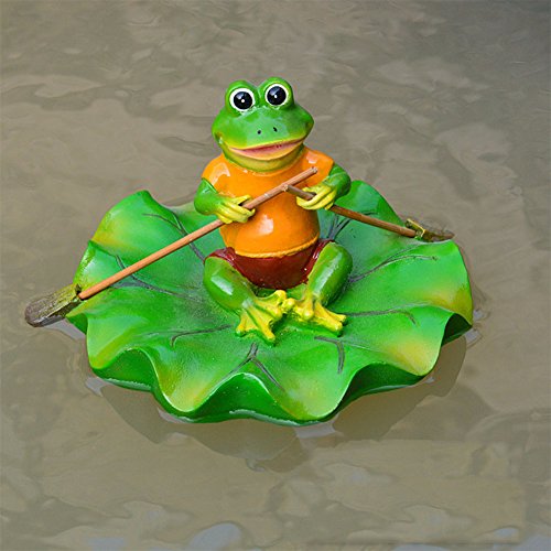 Zehui Garden Outdoor Lawn Pool Floating Frog Model Sculpture Ornament Decor Resin Toy Fish Pond Water Fountain Decoration Pastoral Style Personality Creative Sculpture F