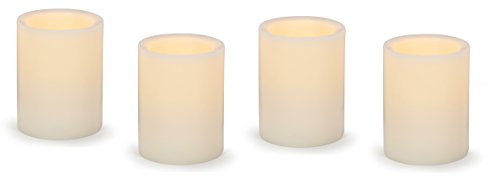 Dlight Online 4 LED Wax Pillar Candle Set of 12 Ivory