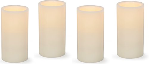 Dlight Online 6 LED Wax Pillar Candle Set of 12 Ivory