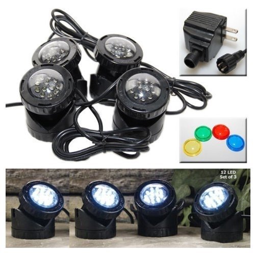 Jebao 4-led Super Bright Outdoor Underwater Pond Fountain Spot Light Kits 4-color Lens