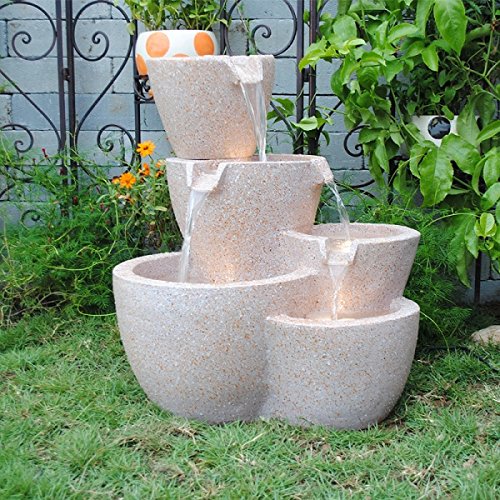 Muiti Pots Sandstone Outdoor Indoor Water Fountain With Led Lights