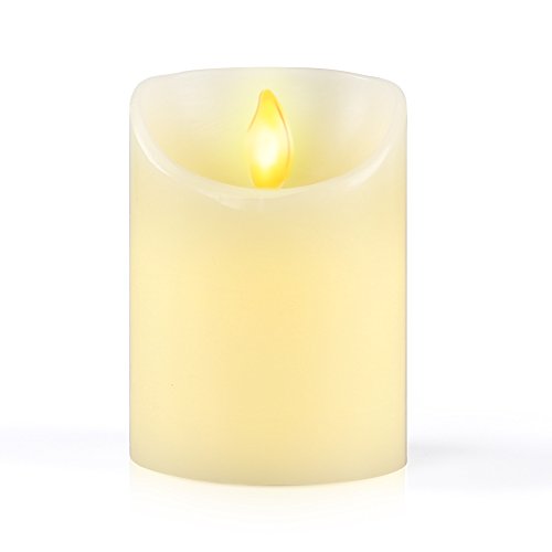 iDOO Real Wax Flameless LED Candle Moving Wick with Velvety Vanilla Scent for HomePartyHalloweenWedding Decor and Celebration - 3 x 4-Cream