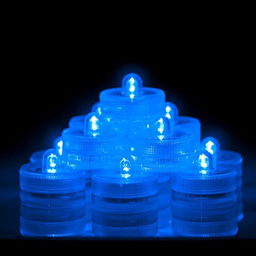 EOSAGA 12 Pack Waterproof Candles Battery Operated Tealights with Remote Flameless Christmas Wedding LightsBlue