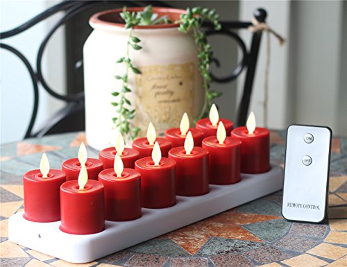 Nonno&ampzgf Rechargeable Flameless Votives Moving Flame Wick Led Tealight Candles With Charging Base And Remote