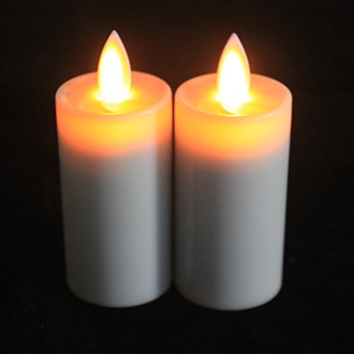 Ry-king 15&quot X 38&quot Classic Pillar Moving Wick Flameless Led Candles With Timer Feature Ivory Color - Set Of 2