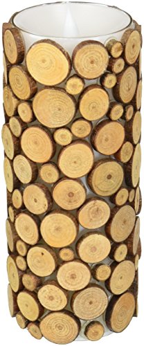 Simplux Moving Wick Wood Pattern Mosaic Flameless Led Candle With Timer 3 X 8&quot Brown
