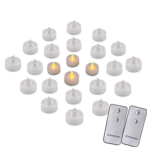 Accmor 24 Pcs Remote LED Tea Light Candles Realistic Flameless Unscented Battery Powered Candles Flickering UL Certified Light for Wedding Parties Events Christmas Thanksgiving Day2 Controller