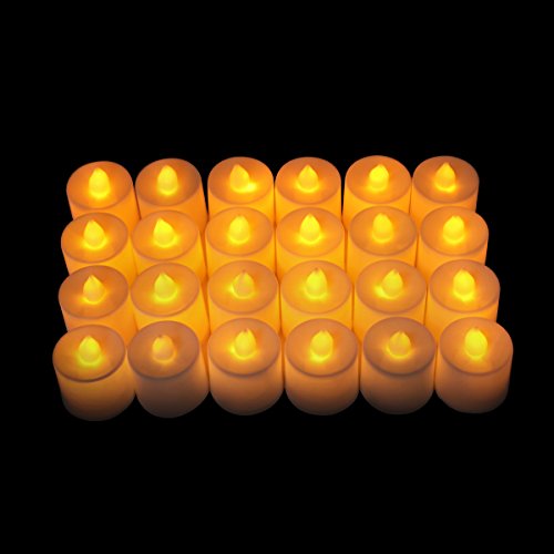 Hippih LED Flashing Flameless Candles Battery-powered Tealight  Set of 24
