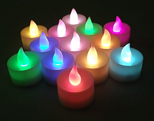 Party Lovers Assorted Color Flameless Flickering Led Tealight Candle - Battery Powered - Extreme Glow 4-dozen