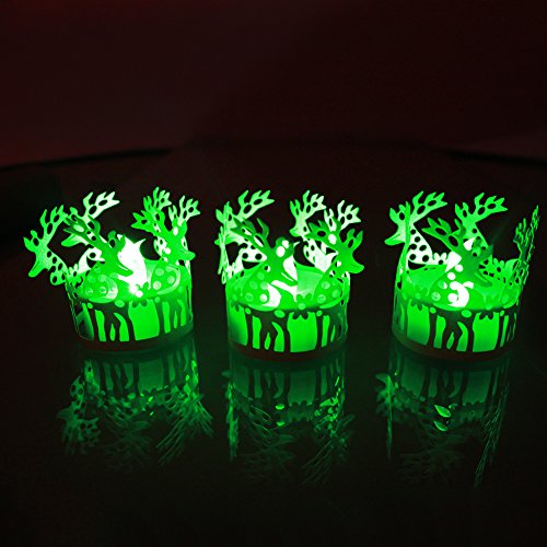 Tbw Flameless Tea Lights Battery Powered Led Lights With Tea Light Christmas Deer Wraps - Flickering Tealight