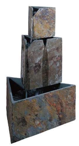 Kenroy Home 50287SL Stacked Triangles Outdoor Floor Fountain in Natural Slate Finish