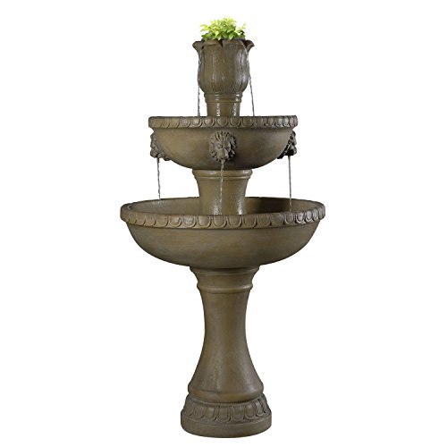 Kenroy Home Lyon Outdoor Floor Fountain Dark Travertine