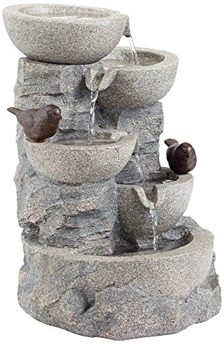 Perched Bird Faux Stone 19 High Outdoor Floor Fountain