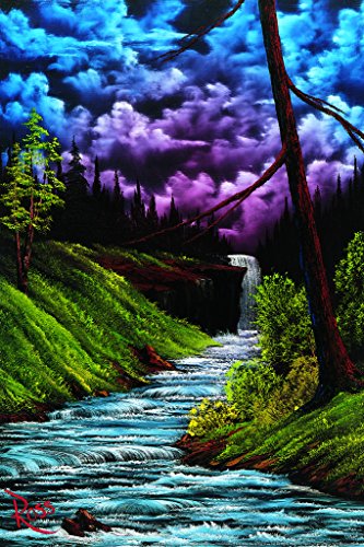 Bob Ross Black Waterfall Art Print Painting Cool Wall Decor Art Print Poster 24x36