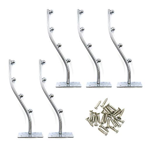 HONJIE Wall Mount Waved Waterfall Hanger Rack 4 Beads Garment Display Hook with Screws-5Pcs