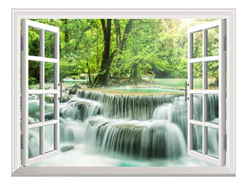 wall26 Removable Wall StickerWall Mural - Waterfall in Thailand  Creative Window View Wall Decor - 24x32