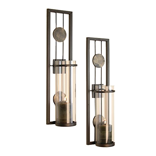 Danya B Set of Two Wall Sconces Metal Wall Décor Antique-Style Metal Sconce for Private and Office Use - Decorative Metal Wall Scone Candle Holder