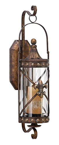 Deco 79 Rustic Fleur-de-Lis-Designed Metal Candle Sconce 20 H x 7 L Textured Bronze Finish