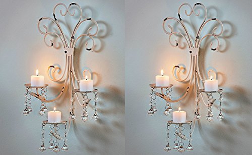 Set of 2 Wall Chandelier Candle Holder Sconce Shabby Chic Elegant Scrollwork Decorative Metal Vintage Style Decorative Home Accent Decoration