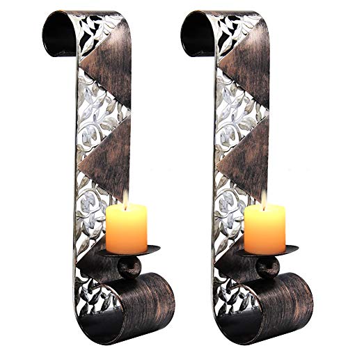 Shelving Solution Wall Sconce Candle Holder Metal Wall Art for Living Room Bathroom Dining Room Decoration Set of 2
