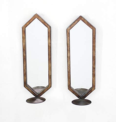 1575 X 5 X 5 Tan Minimalist Mirrored Wall Candle Holder Sconce Set