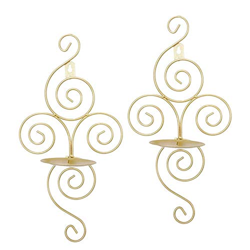 Candle Holders Iron Hanging Wall 2 pcs Geometric Candleholder Sconces for Stand Home Living Room Event Party Birthday Lighting Gold