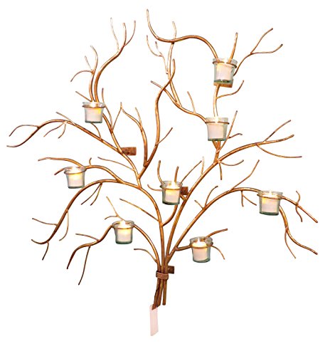 MY SWANKY HOME Large 37 Gold Branch Wall Candle Holder  Tree Votive Candleabra