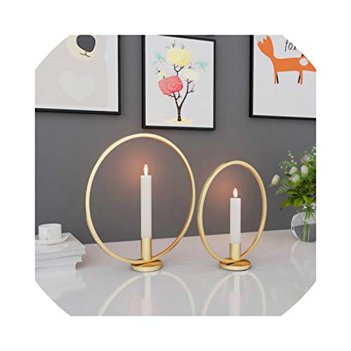 Solarkirin 3D Geometric Candlestick Metal Wall Candle Holder Sconce Home Decor Nordic Style hotCircular Gold 23CM