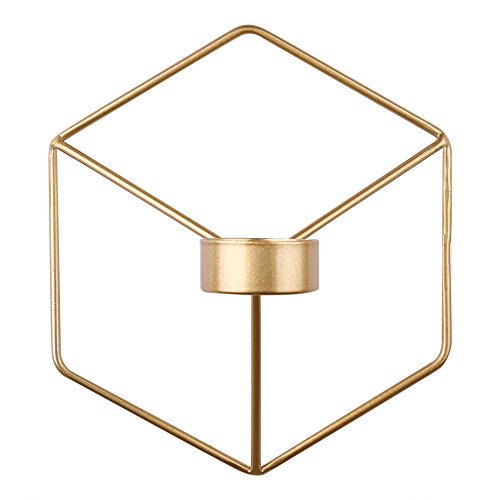 Yosooo Candlestick Metal Wall Candle Holder Visual Touch Nordic Style 3D Geometric Sconce Matching Small Tealight Home Ornaments Gold