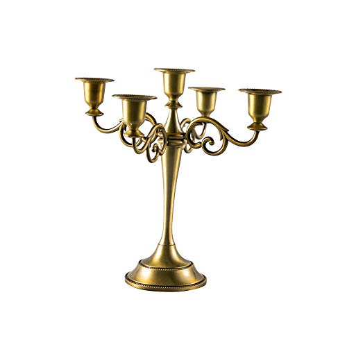 Metal Candle Holder 5-arms Candle Stand 27cm Tall Wedding Event Candelabra Candle Stick Gold