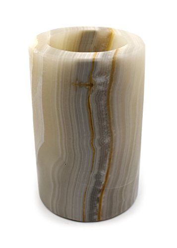 Stormy Gray Onyx Aragonite Cylinder Candle Holder 35 Tall 12lb Carved from Real North American Gray Onyx Aragonite - The Artisan Mined Series by hBAR