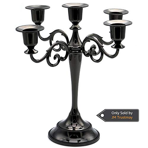 Tidelence 5-Candle Metal Candelabra Candlestick 106 inch Tall Candle Holder Wedding Event Candelabra Candle Stand Black