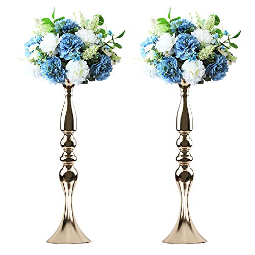 Tosnail 2 Pack 195 Tall Gold Candelabra Candle Holder Vase for Wedding Flowers Centerpiece