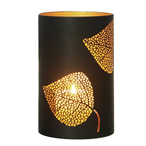 Adeco Classic Oriental Style Leaf Pattern Metal Candle Holder