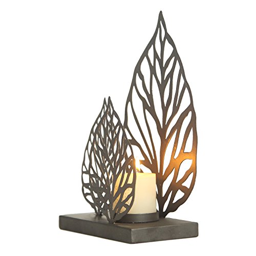 Adeco Leaf Sytle Metal Candle Holder